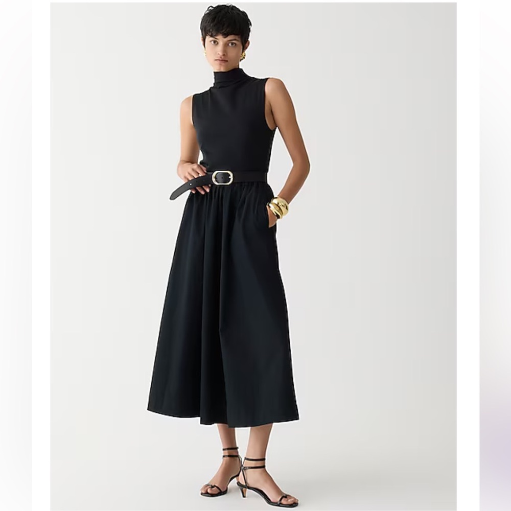 NWT J. Crew Fitted knit mockneck dress with poplin skirt - Small Black